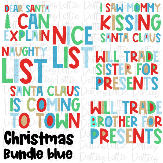 Christmas Bundle - Blue Christmas Sublimation - Digital Download