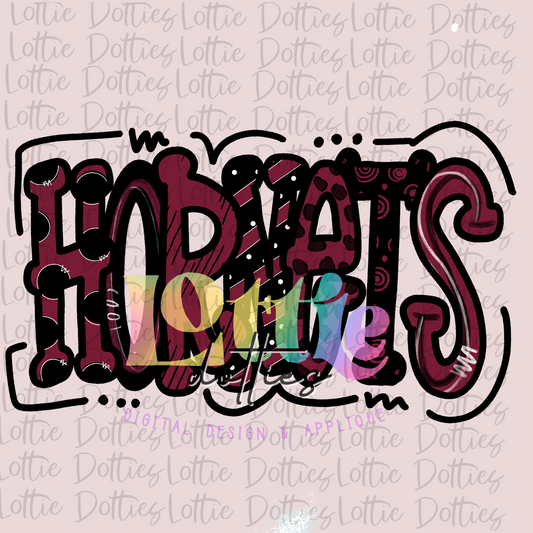 Hornets PNG -  Hornets   -  sublimation design - Digital Download - Maroon, Black and White
