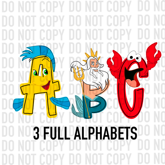 Under the Sea Friends Alphabet - Alpha Pack - Alphabet Clipart - Instant Download  - Alpha Pack