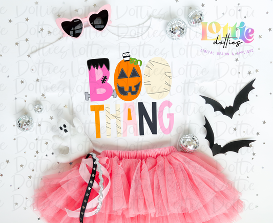 Boo Thang Pink and Orange PNG- Halloween Design Sublimation - Digital Download