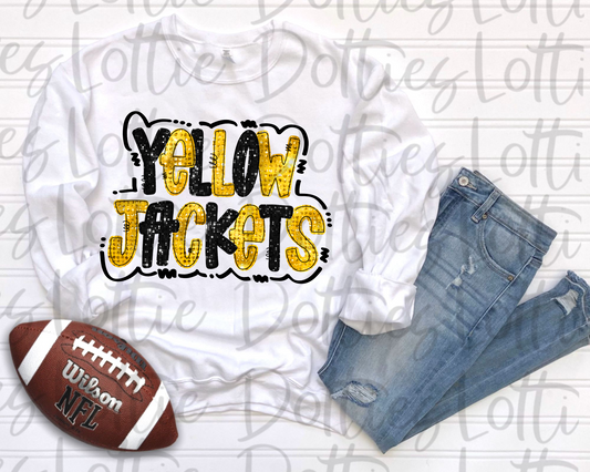 Yellow Jackets Png - Sublimation Design- Digital Download - Gold and Black Rhinestone