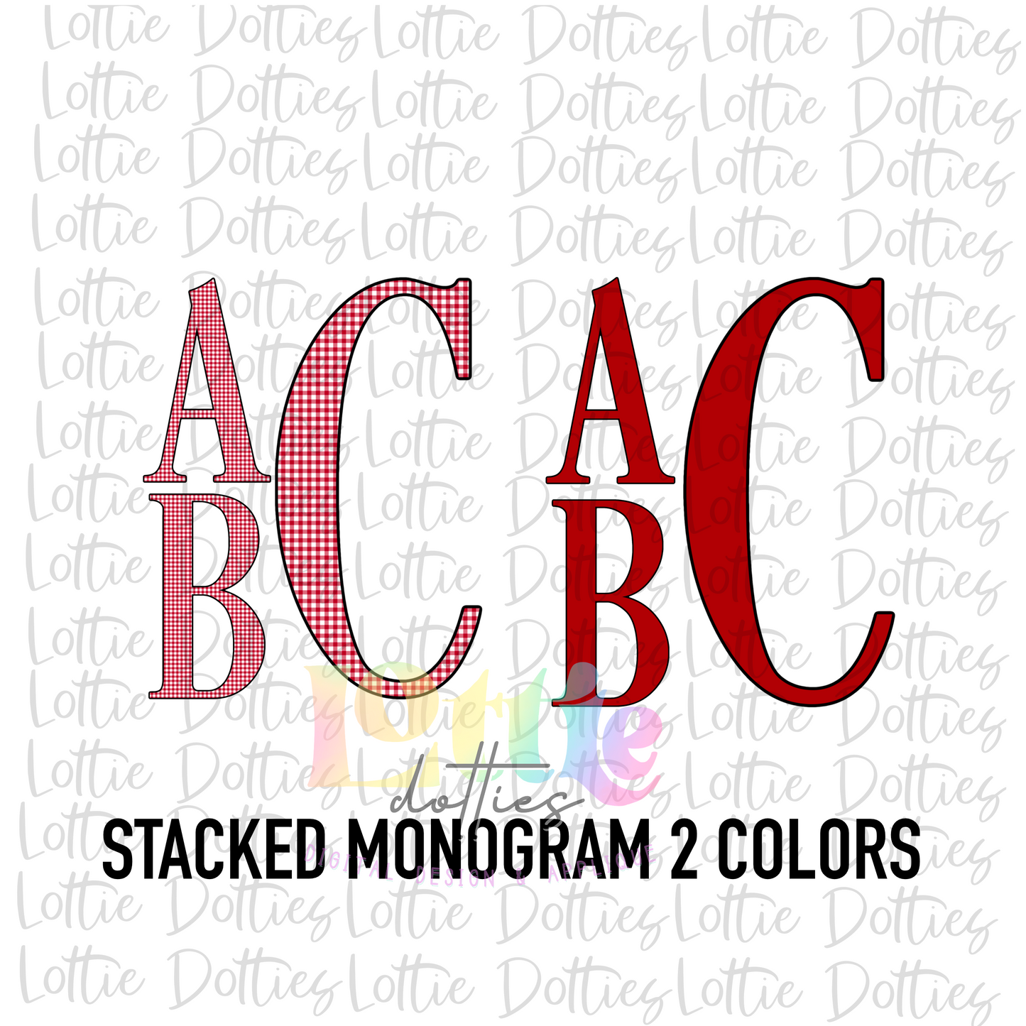 Crimson Stacked Monogram Alpha Pack - PNG - Digital Download