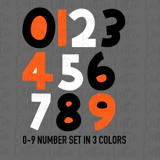 Orange Black and White filled Number Alpha Png - number Alpha Pack - Digital Download