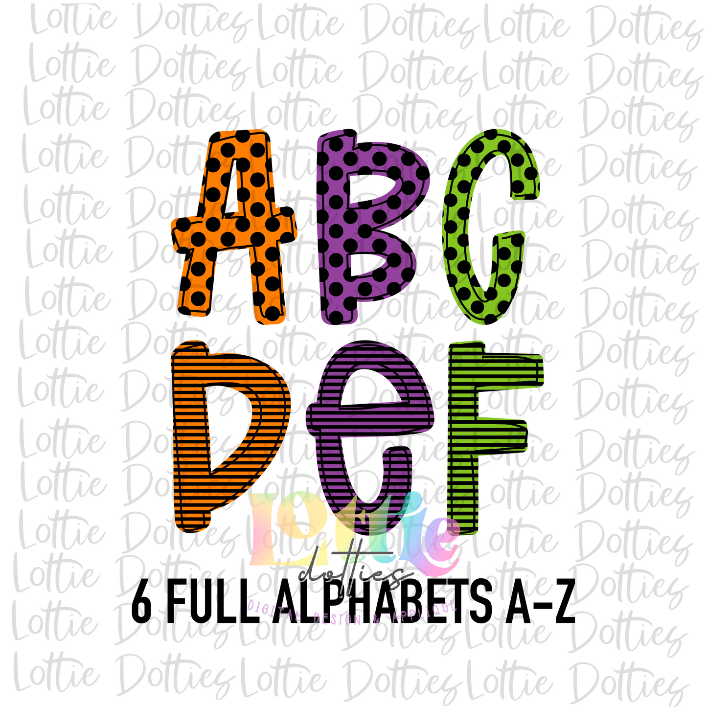 Halloween Dots & Stripes Alpha - Alpha Pack - Alphabet Clipart - Instant Download