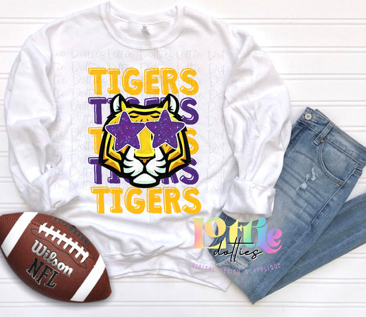 Tigers PNG - Tigers sublimation design - Digital Download - Purple and Gold