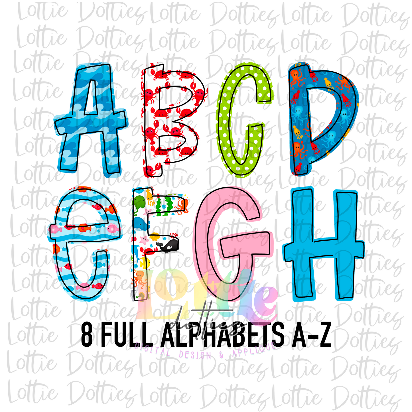 Ocean Life Alpha - Alpha Pack - Alphabet Clipart - Instant Download  - Alpha Pack