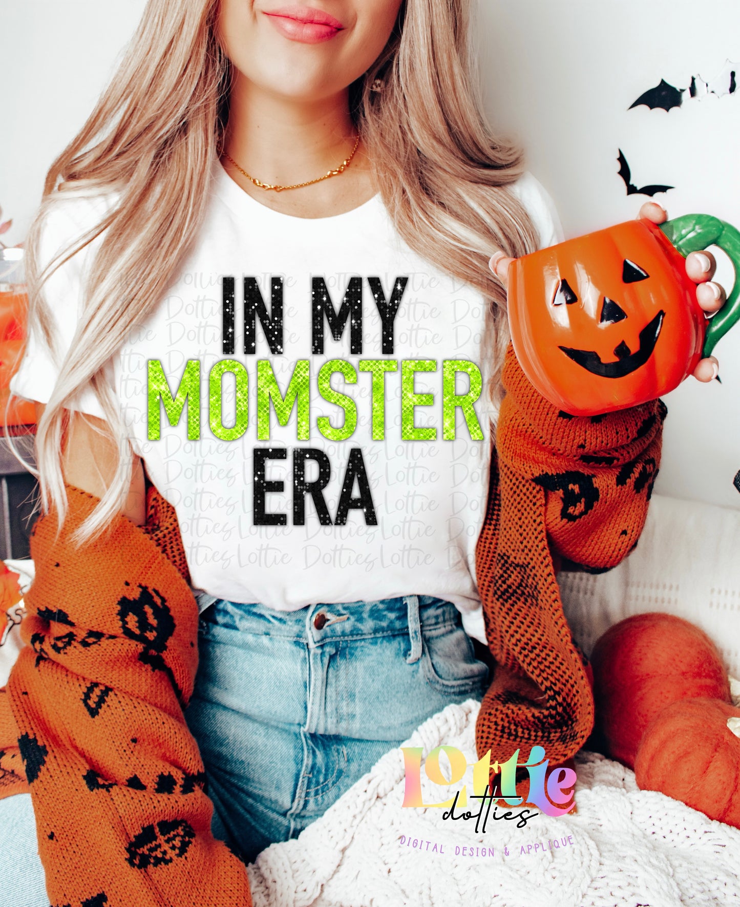 In My Momster Era Png - Halloween Sublimation Design -  Digital Download - Orange and Black