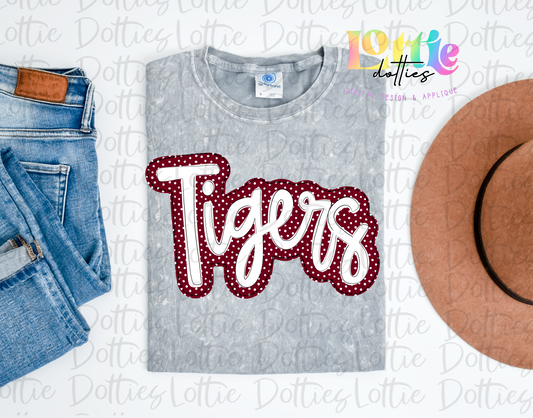 Tigers  - maroon and white PNG - sublimation design - Digital Download
