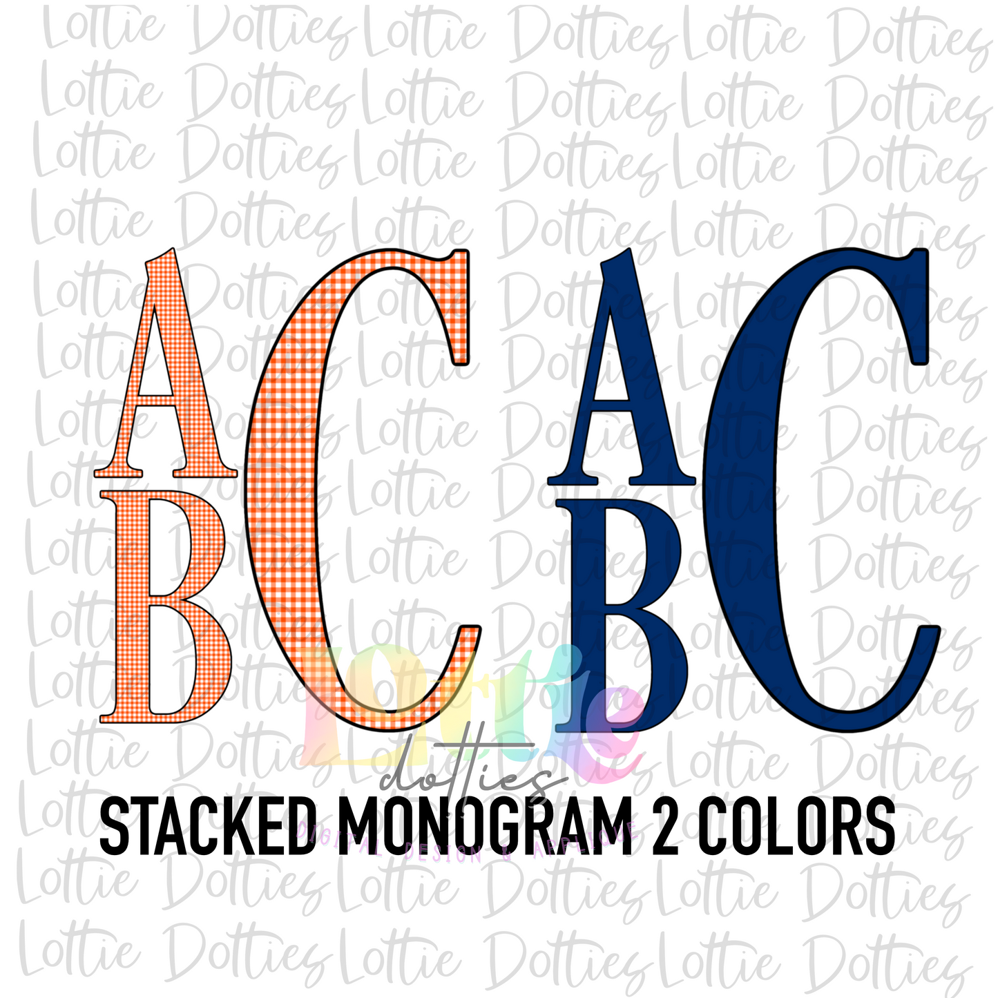 Orange and Navy Stacked Monogram Alpha Pack - PNG - Digital Download