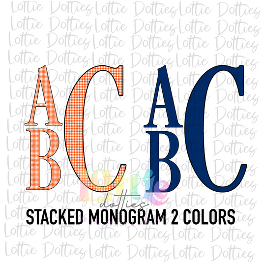 Orange and Navy Stacked Monogram Alpha Pack - PNG - Digital Download