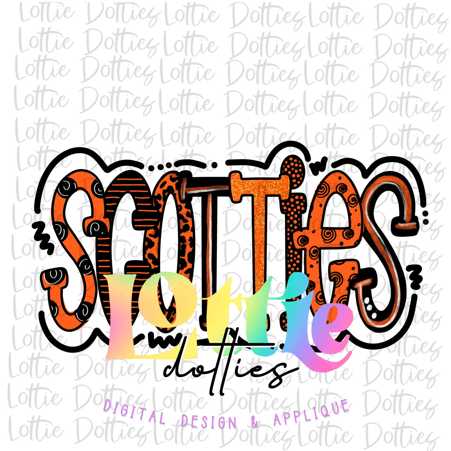 Scotties - PNG - Scotties - Sublimation - Digital Download - Orange and Black