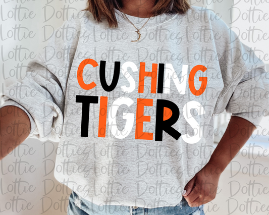 Cushing Tigers PNG - Tigers -  sublimation design - Digital Download - Orange Black and White