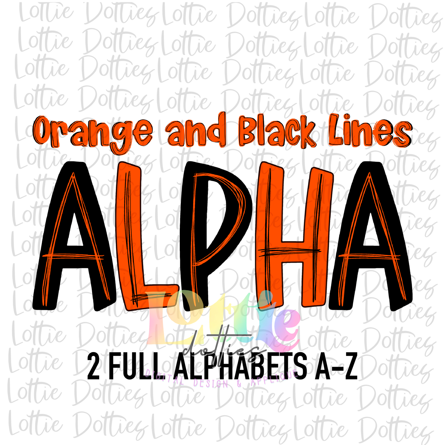 Orange & Black Lines Alpha - Alpha Pack - Alphabet Clipart - Instant Download  - Alpha Pack