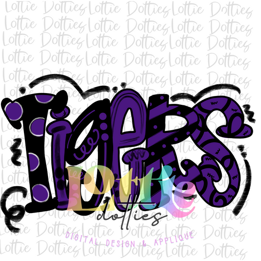 Tigers PNG - Tigers sublimation design - Digital Download - Black and Purple