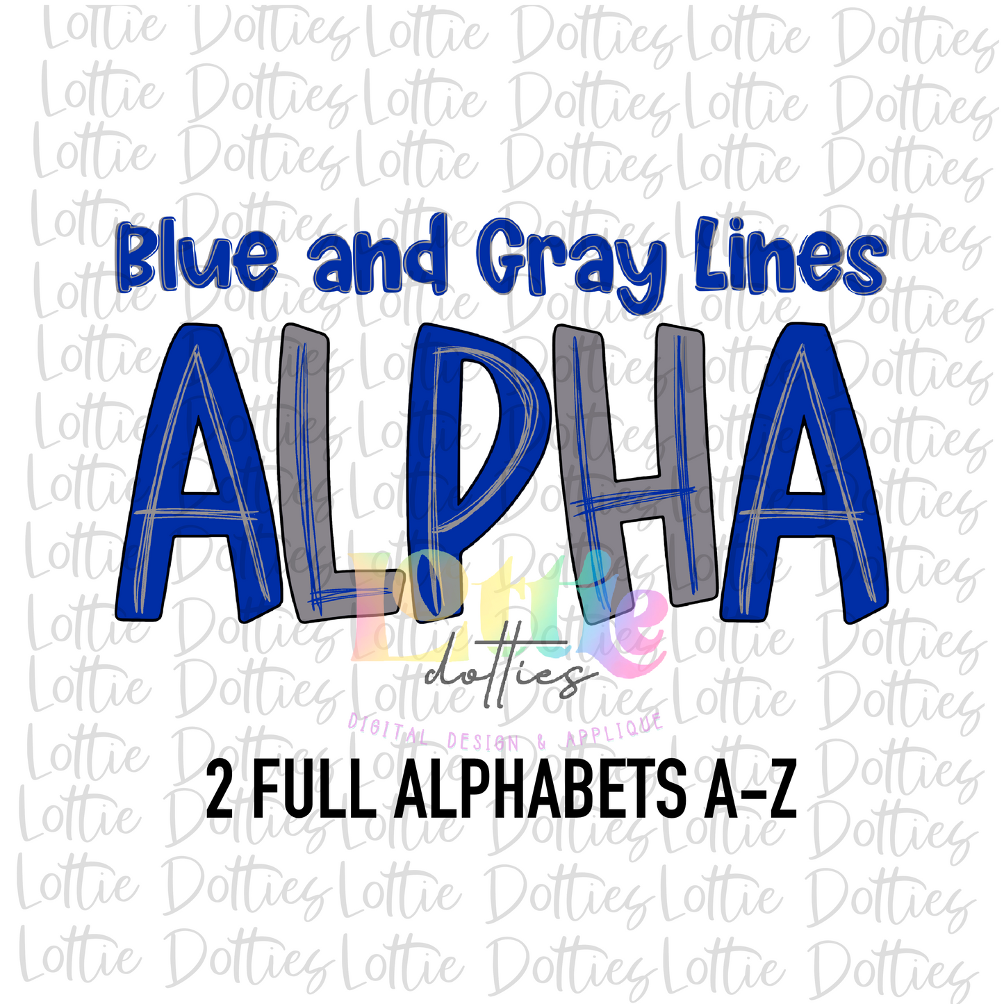 Blue and Gray Lines Alpha Pack - Alphabet Clipart - Instant Download