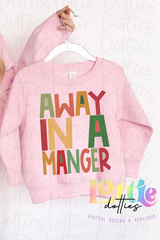 Away in a Manger Religious Png - Christmas Sublimation Design- Digital Download