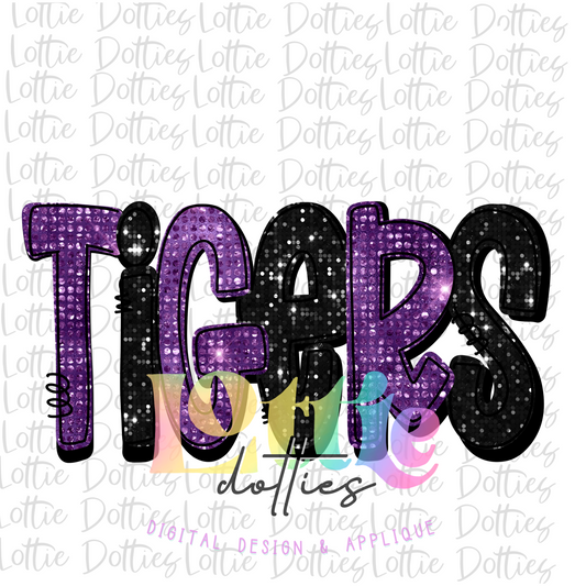 Tigers PNG - Tigers -  sublimation design - Digital Download - Purple and Black Rhinestone