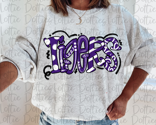 Tigers  PNG - sublimation design - Digital Download - Purple and White