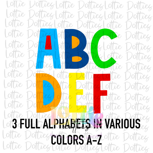 Primary Filled Colors Alpha - Alpha Pack - Alphabet Clipart - Instant Download  - Alpha Pack