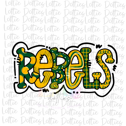 Rebels Green and Gold PNG  -  sublimation design - Digital Download