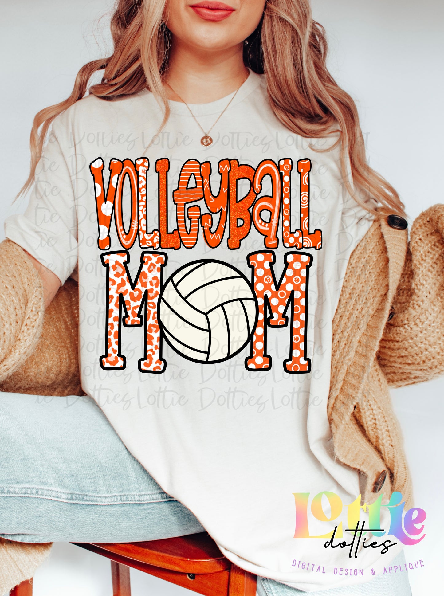 Volleyball Mom  PNG - Volleyball Sublimation - Digital Download - Orange and White