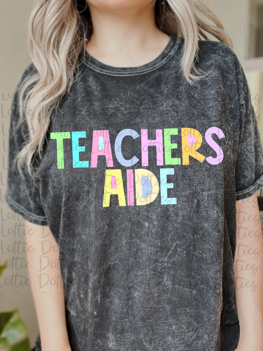 Teacher Aide - PNG - Back To School - Sublimation - Digital Download - Pastel Filled