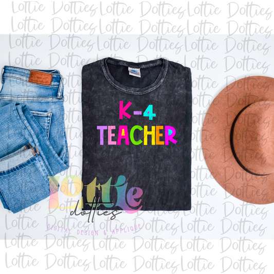 K-4 Teacher PNG - K-4 Teacher Sublimation - Digital Download