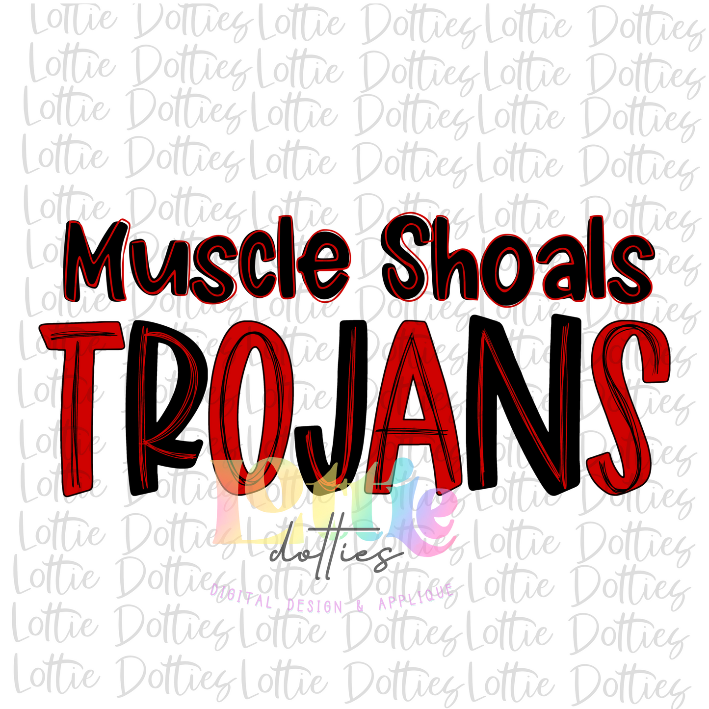 Muscle Shoals Trojans Png - Trojans Sublimation  - Digital Download -red and black