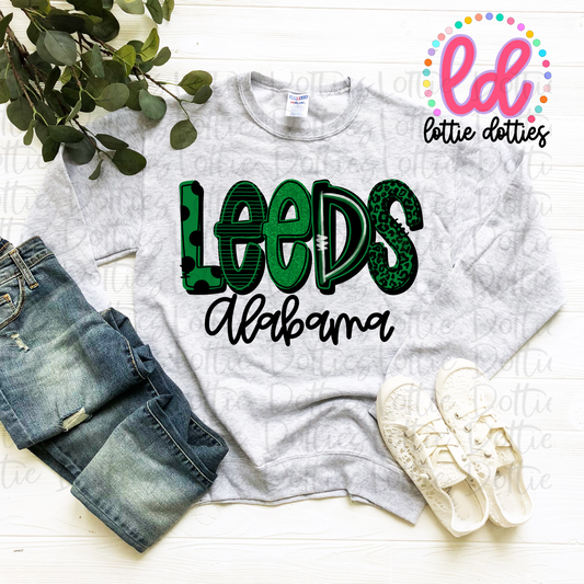 Leeds Alabama  PNG - Leeds Sublimation - Digital Download Green and Black