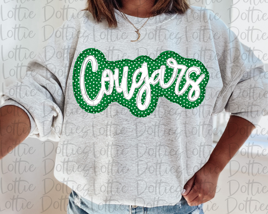 Cougars PNG - green and white sublimation design -  Digital Download