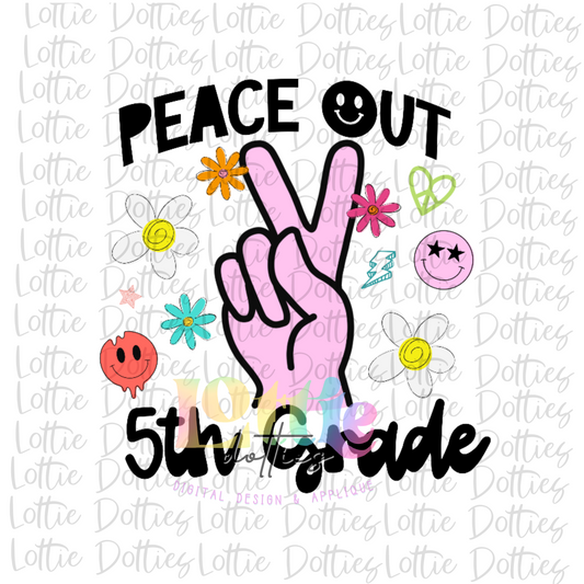 Peace Out 5th Grade PNG - Back To School - Sublimation - Digital Download