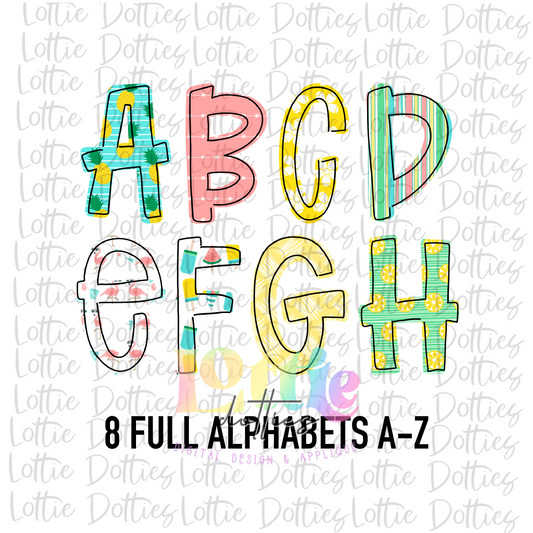 Pineapple Summer Alpha - Alpha Pack - Alphabet Clipart - Instant Download  - Alpha Pack