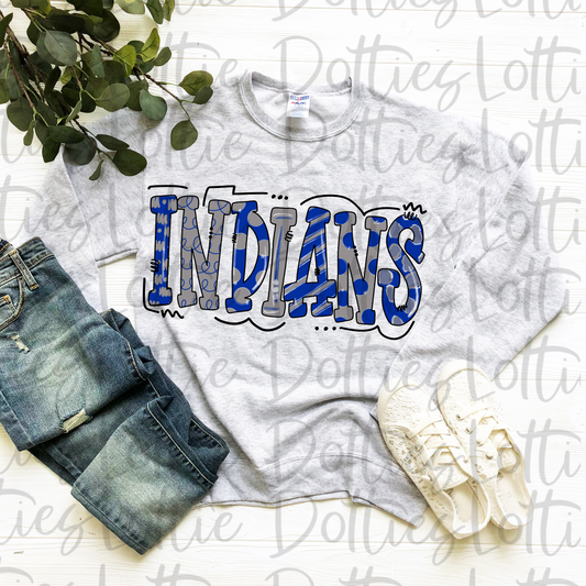 Indians PNG -  Indians sublimation design - Digital Download - Royal and Gray