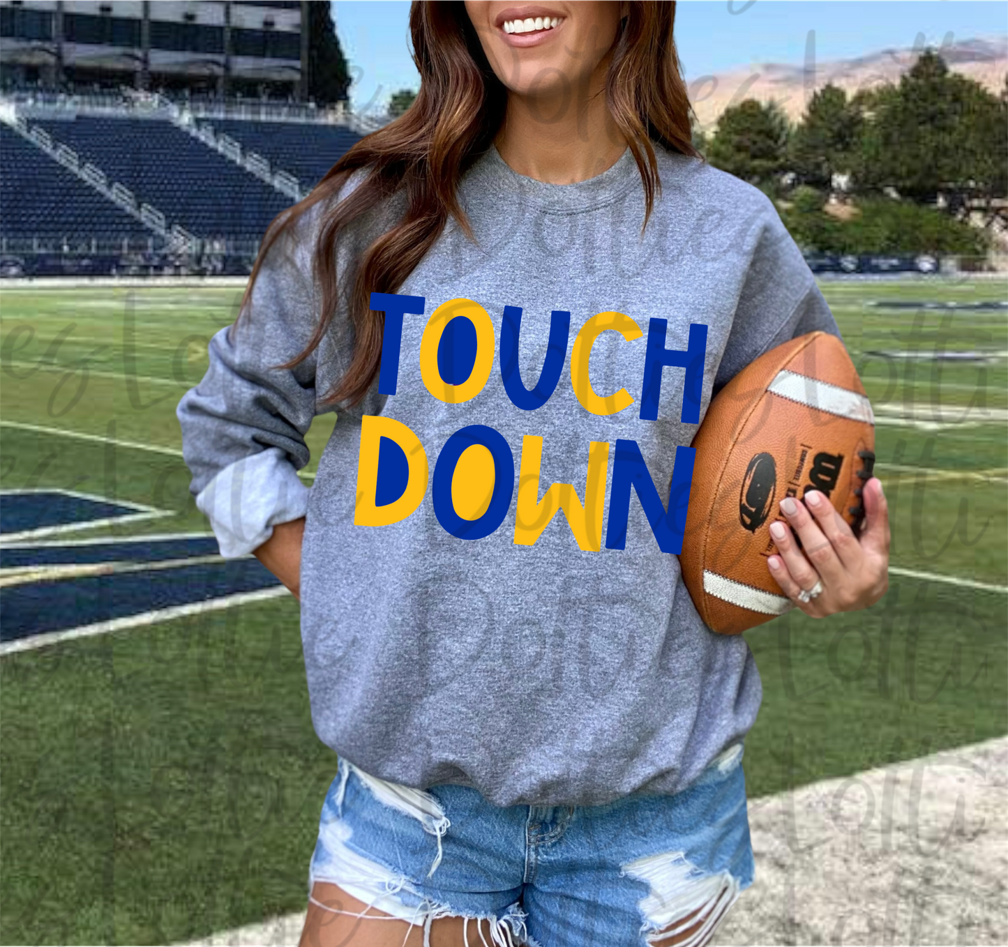 Touchdown Png - Football Sublimation Design- Digital Download -Blue  and Gold