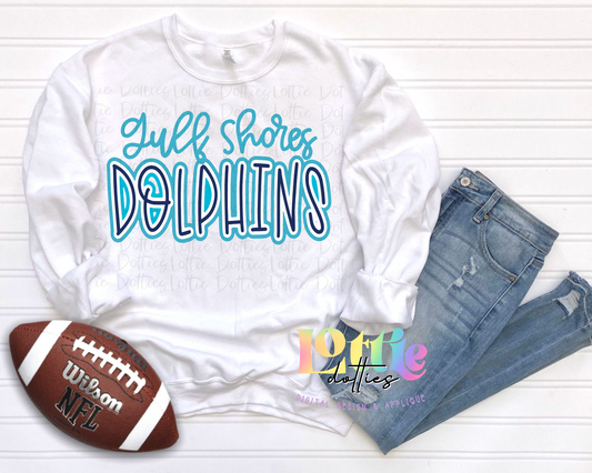 Gulf Shores Dolphins PNG - Dolphins  - Sublimation - Digital Download