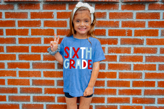 Sixth Grade PNG -Red and Blue Sixth Grade Sublimation File - Instant download - Digital Download