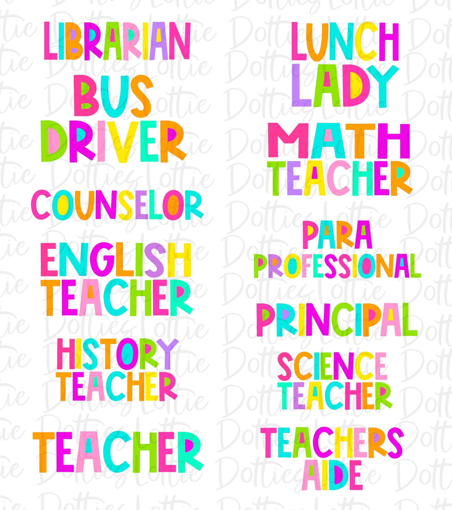 Bright School Profession Bundle PNG - Back To School - Sublimation - Digital Download