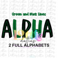 Green and Black Lines Alpha Pack - Alphabet Clipart - Instant Download