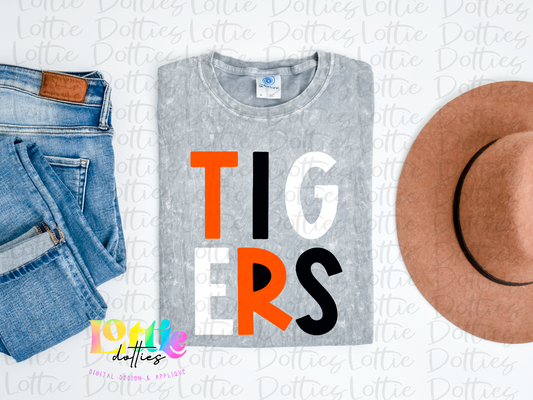 Tigers PNG -  Black Orange and White sublimation design - Digital Download
