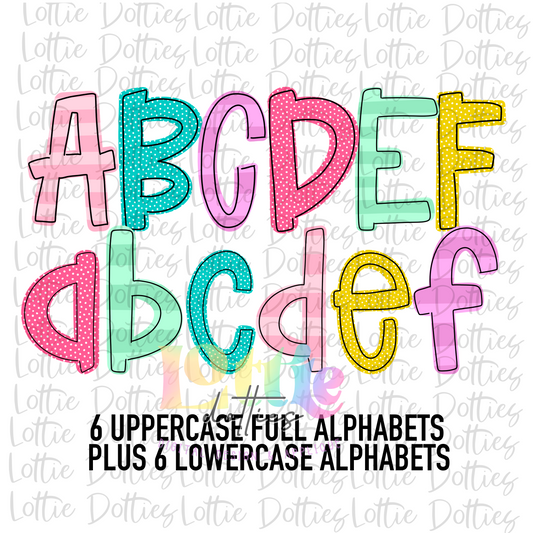 Dottie Stripes Alphabet - Alpha Pack - Alphabet Clipart - Instant Download