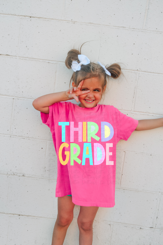 Third Grade - PNG - Back To School - Sublimation - Digital Download - Pastel Filled