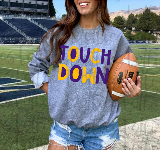Touchdown Png - Football Sublimation Design- Digital Download - Purple and Gold