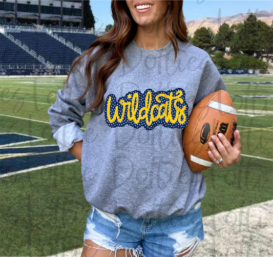 Wildcats  PNG - Wildcats sublimation design - Digital Download - Navy and Yellow Gold