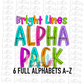 Bright Lines Alpha Pack - Alphabet Clipart - Instant Download