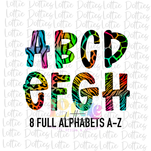 Neon Animal Alpha - Alpha Pack - Alphabet Clipart - Instant Download  - Alpha Pack