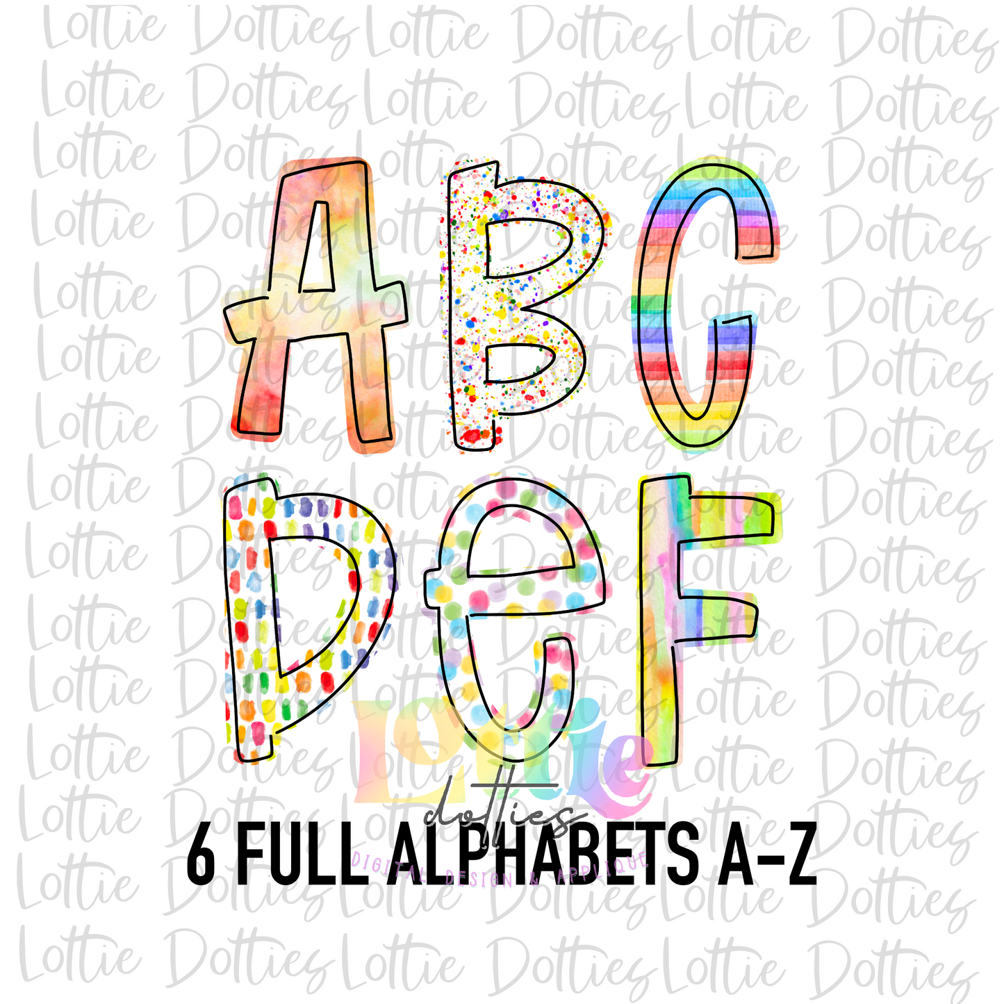 Rainbow Paint Alpha - Alpha Pack - Alphabet Clipart - Instant Download