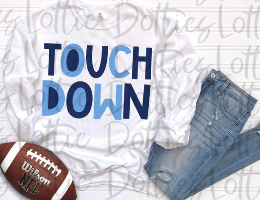 Touchdown Png - Football Sublimation Design- Digital Download - Carolina Blue and Navy