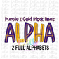 Purple and Gold Lines Alpha Pack - Alphabet Clipart - Instant Download