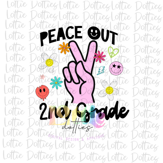 Peace Out 2nd Grade PNG - Back To School - Sublimation - Digital Download