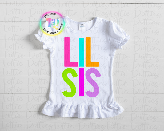 Lil Sister PNG - Little Sister Sublimation - Digital Download - Bright